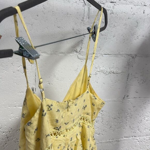 Forever 21 Light Yellow Floral Dress Summer Mini Ruffle Dress - Medium - Picture 4 of 5